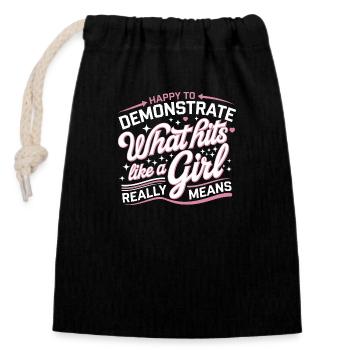 Strength and self-confidence in karate - Closable cotton gift bag (14x20cm) - black - Front