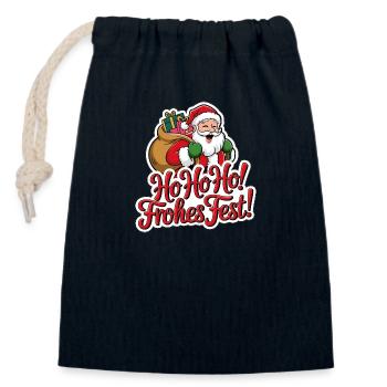 Santa Claus – Ho Ho Ho! Merry Christmas - Closable cotton gift bag (14x20cm) - navy - Front