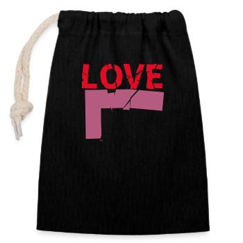 Love - Closable cotton gift bag (14x20cm) - black - Front