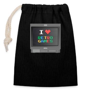 PVM Lover - Retrogames (Schwarz) - Verschließbarer Geschenkbeutel aus Baumwolle (14x20cm) - Schwarz - Vorne