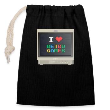 PVM Lover - Retrogames (Beige) - Verschließbarer Geschenkbeutel aus Baumwolle (14x20cm) - Schwarz - Vorne