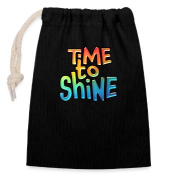 Time to Shine Text Art - Closable cotton gift bag (14x20cm) - black - Front