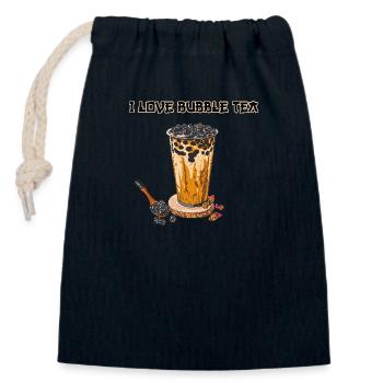 Bubble Tea // Illustration - Closable cotton gift bag (14x20cm) - navy - Front
