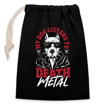 Metalhead Headbanger Heavy Music Death Metal Dog - Verschließbarer Geschenkbeutel aus Baumwolle (14x20cm) - Schwarz - Vorne