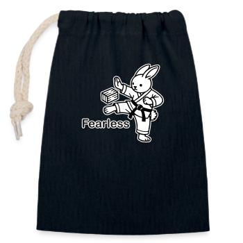 Karate Bunny Chopping wood - Fearless Design - Closable cotton gift bag (14x20cm) - navy - Front
