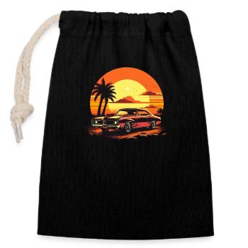 Classic Car Muscle-Car Retro Vintage - Verschließbarer Geschenkbeutel aus Baumwolle (14x20cm) - Schwarz - Vorne