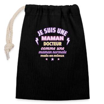 Maman docteur, cadeau fête des mères,Noël - Sac cadeau en coton avec cordon (14 x 20 cm) - noir - Devant