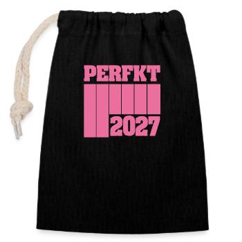 2027 - Sac cadeau en coton avec cordon (14 x 20 cm) - noir - Devant