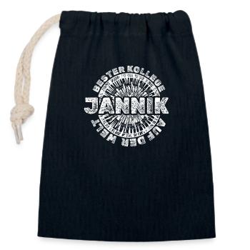 First name Jannik - Closable cotton gift bag (14x20cm) - navy - Front
