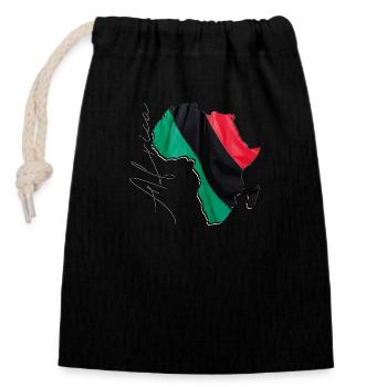 Drapeau panafricain sur la carte de l’Afrique FR - Sac cadeau en coton avec cordon (14 x 20 cm) - noir - Devant