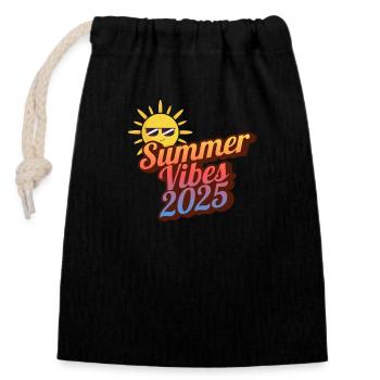 Summer Vibes 2025 sunny - Verschließbarer Geschenkbeutel aus Baumwolle (14x20cm) - Schwarz - Vorne