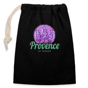 Provence Retro Lavendel Côte d'Azur Frankreich - Verschließbarer Geschenkbeutel aus Baumwolle (14x20cm) - Schwarz - Vorne