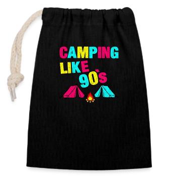 90s Camping - Closable cotton gift bag (14x20cm) - black - Front