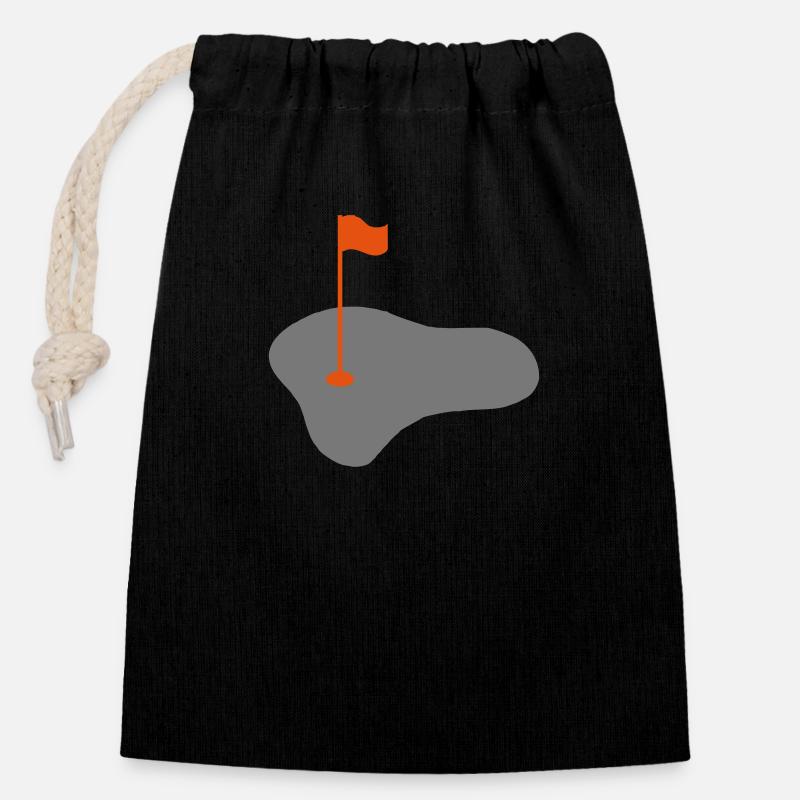 golf - Closable cotton gift bag (14x20cm) - black