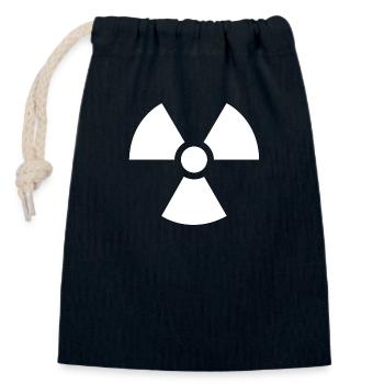 Radioactif logo blanc - Sac cadeau en coton avec cordon (14 x 20 cm) - bleu marine - Devant