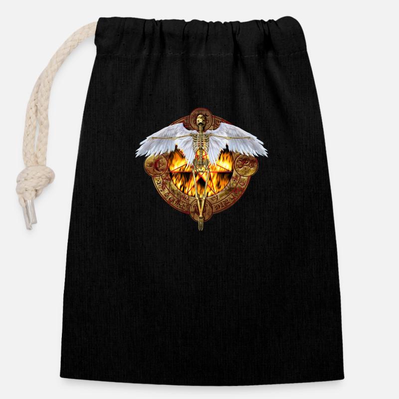 Ange de la mort - Sac cadeau en coton avec cordon (14 x 20 cm) - noir