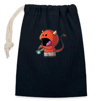 Coffee Devil - Kaffee Teufelchen - Verschließbarer Geschenkbeutel aus Baumwolle (14x20cm) - Navy - Vorne