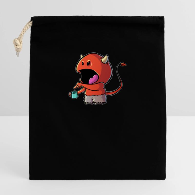 Coffee Devil - Kaffee Teufelchen Verschließbarer Geschenkbeutel aus Baumwolle (14x20cm)