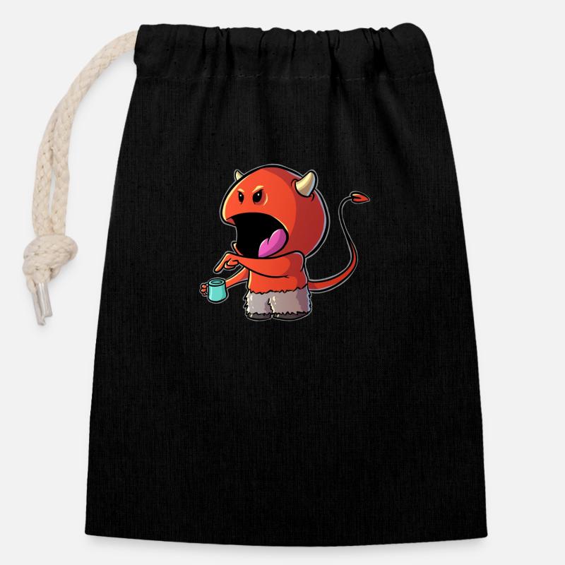 Coffee Devil - Kaffee Teufelchen - Closable cotton gift bag (14x20cm) - black