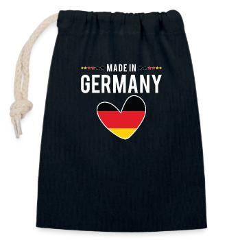 Made in Germany, Deutsche Flagge Herz, Männer Frauen Kinder - Verschließbarer Geschenkbeutel aus Baumwolle (14x20cm) - Navy - Vorne