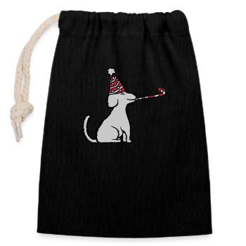 Birthday child sitting good dog - Closable cotton gift bag (14x20cm) - black - Front
