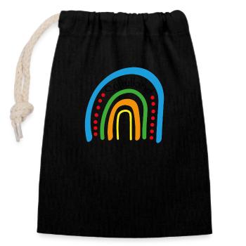 Schulkind Regenbogen blau - Verschließbarer Geschenkbeutel aus Baumwolle (14x20cm) - Schwarz - Vorne
