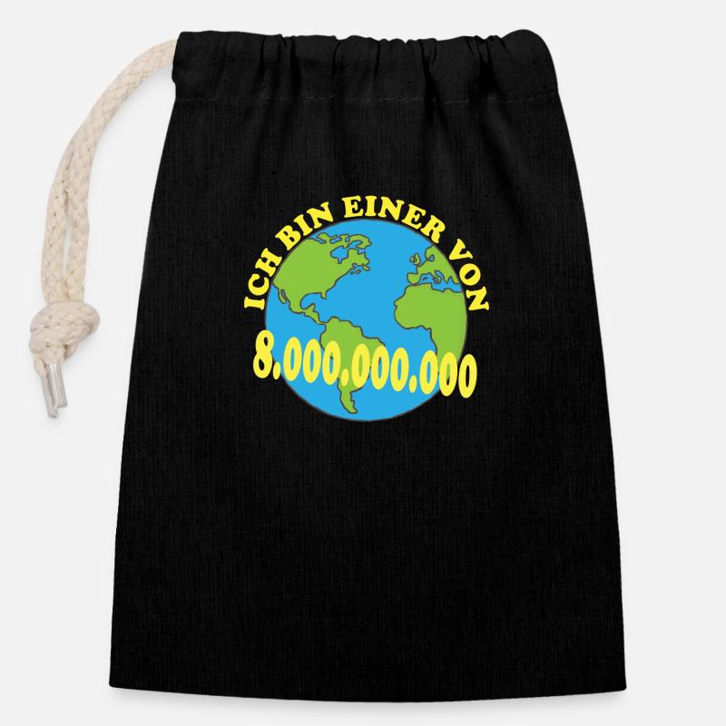 Ich bin einer von 8 000 000 000 Acht Milliarden - Verschließbarer Geschenkbeutel aus Baumwolle (14x20cm) - Schwarz