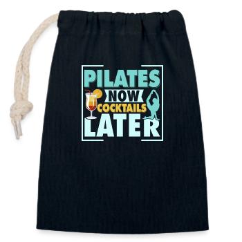 Pilates Now Cocktails Plus tard Exercice Fitness - Sac cadeau en coton avec cordon (14 x 20 cm) - bleu marine - Devant