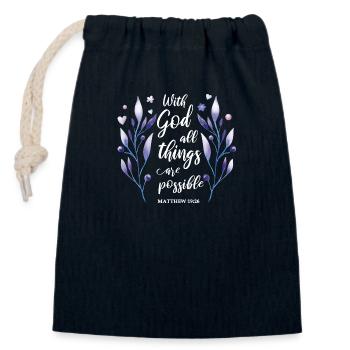 Religious Quote Christian Gift - Closable cotton gift bag (14x20cm) - navy - Front