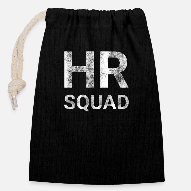 HR Squad - Closable cotton gift bag (14x20cm) - black