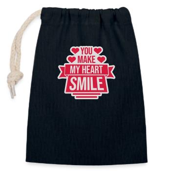 Faire sourire mon cœur - Sac cadeau en coton avec cordon (14 x 20 cm) - bleu marine - Devant