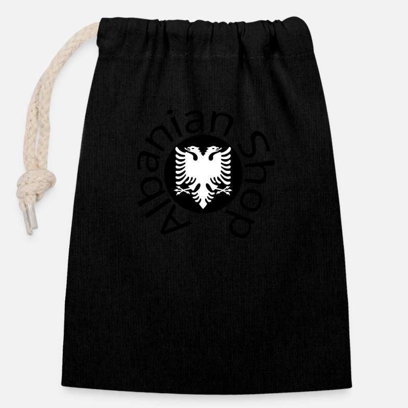 Albanian Shop Logo - Verschließbarer Geschenkbeutel aus Baumwolle (14x20cm) - Schwarz