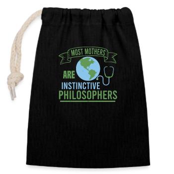 MOST MOTHERS ARE INSTINGTIVE PHILOSOPHERS - Closable cotton gift bag (14x20cm) - black - Front