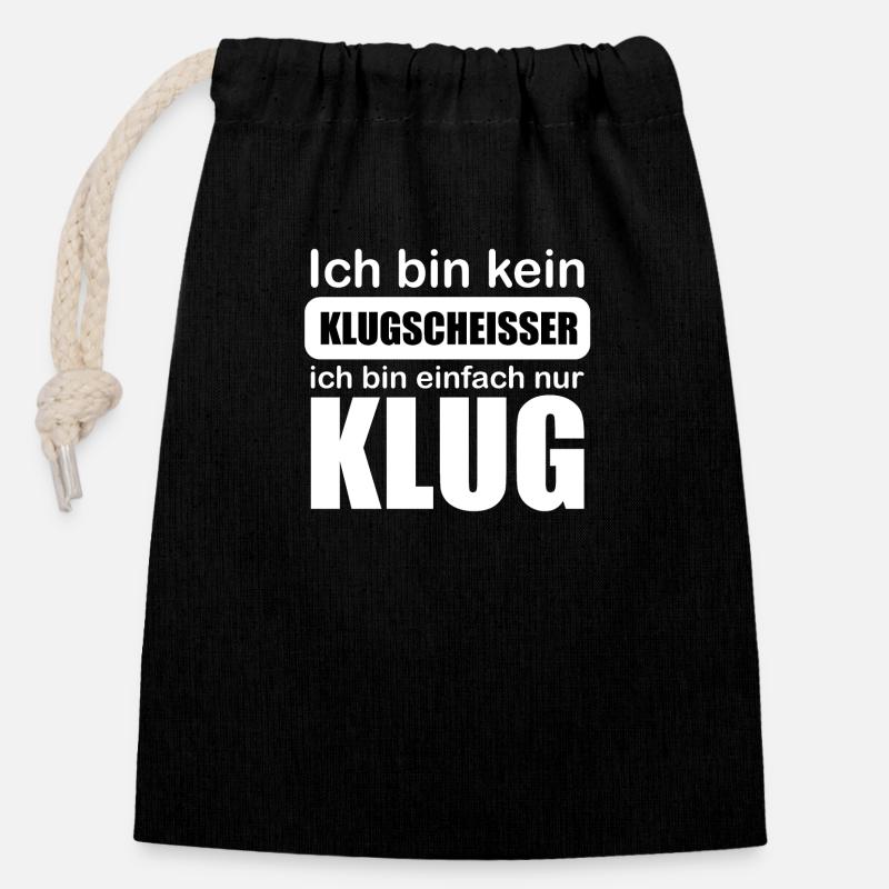 Klugscheißer - Verschließbarer Geschenkbeutel aus Baumwolle (14x20cm) - Schwarz
