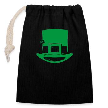 St. Patricks Day Koboldhut - Verschließbarer Geschenkbeutel aus Baumwolle (14x20cm) - Schwarz - Vorne