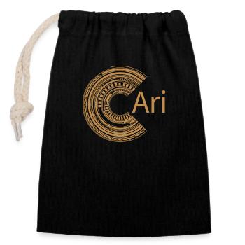 For Ari - Closable cotton gift bag (14x20cm) - black - Front