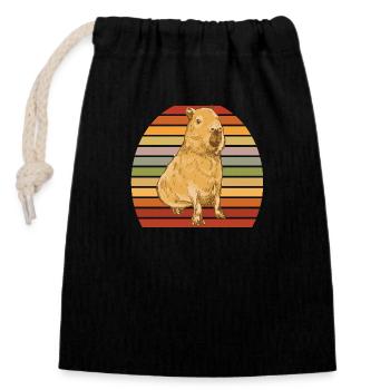 Capybara - Closable cotton gift bag (14x20cm) - black - Front