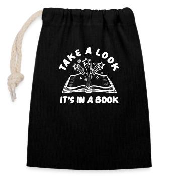 Bücher Buch Lesen Lesewurm Bücherwurm Bookaholic - Verschließbarer Geschenkbeutel aus Baumwolle (14x20cm) - Schwarz - Vorne