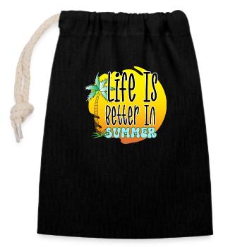 La vie est meilleure en été - Sac cadeau en coton avec cordon (14 x 20 cm) - noir - Devant
