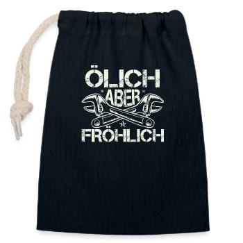 Huileux mais gai - Sac cadeau en coton avec cordon (14 x 20 cm) - bleu marine - Devant