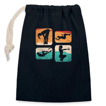 fitness sportive retro - Sac cadeau en coton avec cordon (14 x 20 cm) - bleu marine - Devant