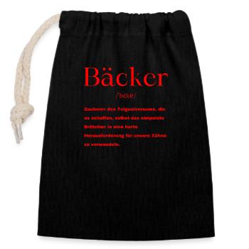 Bäcker Definition - Verschließbarer Geschenkbeutel aus Baumwolle (14x20cm) - Schwarz - Vorne