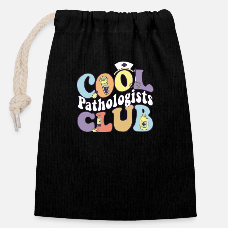 Praticien en pathologie du Cool Pathologists Club - Sac cadeau en coton avec cordon (14 x 20 cm) - noir