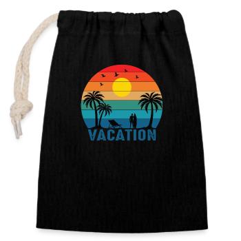 Temps de vacances - Sac cadeau en coton avec cordon (14 x 20 cm) - noir - Devant