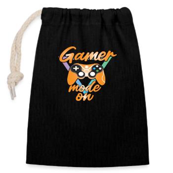 Mode joueur activé - Sac cadeau en coton avec cordon (14 x 20 cm) - noir - Devant