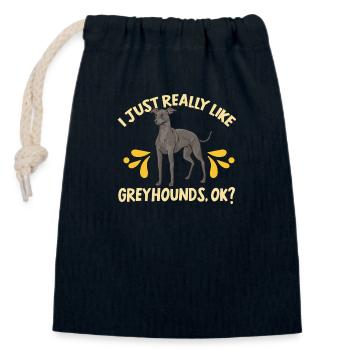 Lévrier italien Greyhound Chiens - Sac cadeau en coton avec cordon (14 x 20 cm) - bleu marine - Devant