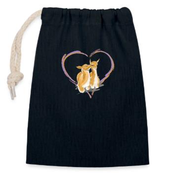 Amour de lamas - Sac cadeau en coton avec cordon (14 x 20 cm) - bleu marine - Devant