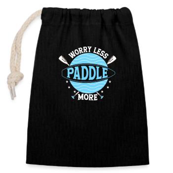 Worry Less Paddle More Stand Up Paddle Board - Verschließbarer Geschenkbeutel aus Baumwolle (14x20cm) - Schwarz - Vorne