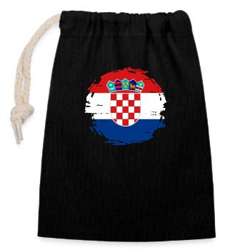 Kroatien Flagge Adria Zagreb Kroatische Fahne - Verschließbarer Geschenkbeutel aus Baumwolle (14x20cm) - Schwarz - Vorne