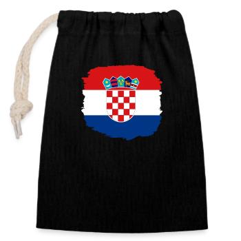 Kroatien Flagge Adria Zagreb Kroatische Fahne - Verschließbarer Geschenkbeutel aus Baumwolle (14x20cm) - Schwarz - Vorne